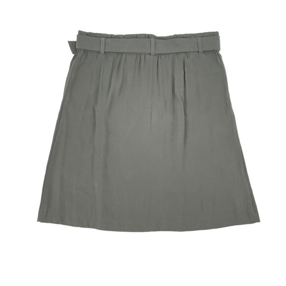J. Jill Caraway Olive Green Belted Paperbag Skirt Womens Modest Size XLP Pockets - Picture 2 of 10